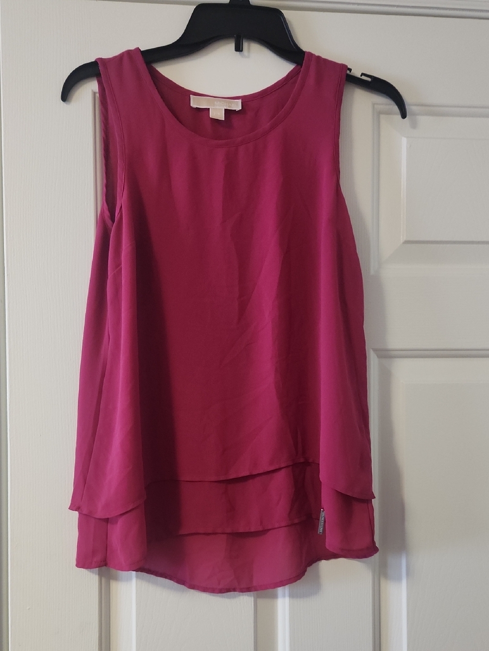 Michael Kors Layered Chiffon Sleeveless Blouse - Magenta